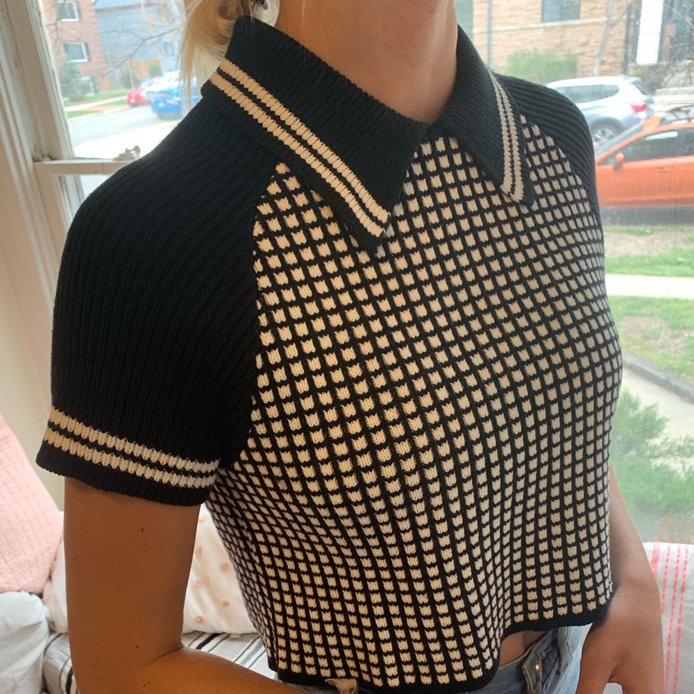 Urban Outfitters Boxy Polo-Style Cropped Sweater